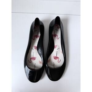 Oka-B Taylor Gloss Ballet Flats Womens 8 Flamingo Black Rubber Jelly Slip On USA
